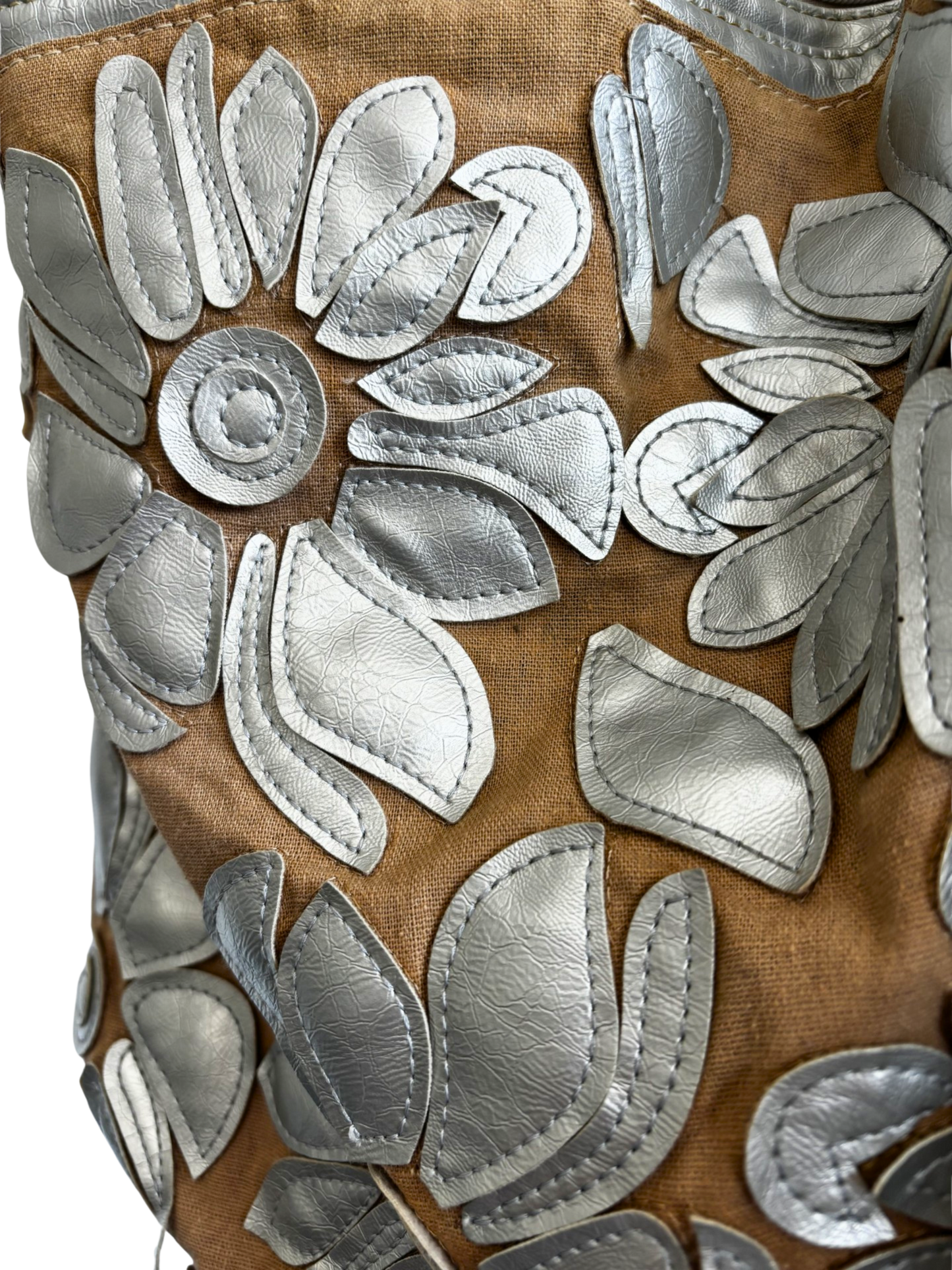 Marina Galanti Silver Leather Floral Hobo Bag