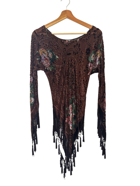 Y2K Beaded Long Sleeve Sheer Top