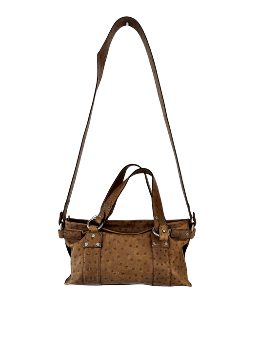 Y2K Max Mara Ostrich-Embossed Satchel Bag