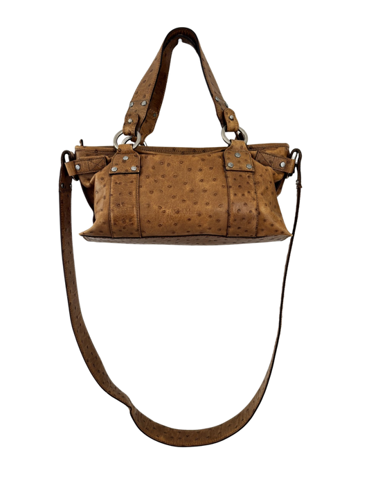 Y2K Max Mara Ostrich-Embossed Satchel Bag
